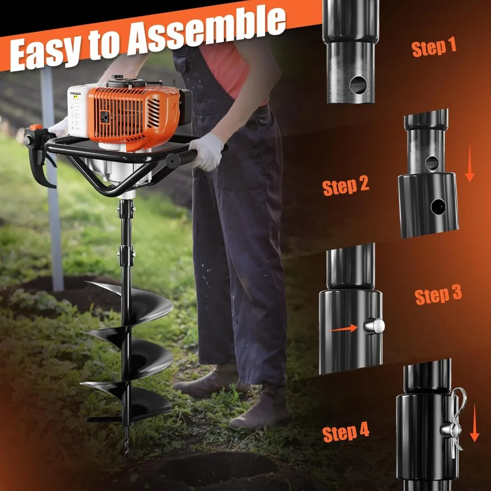 حفار ثقب عمود التوجيه 72 سي سي، حفار أرضي يعمل بالغاز مع 2 لقمة ثقب اوجير (6 و 8) + 2 قضبان تمديد 31.5