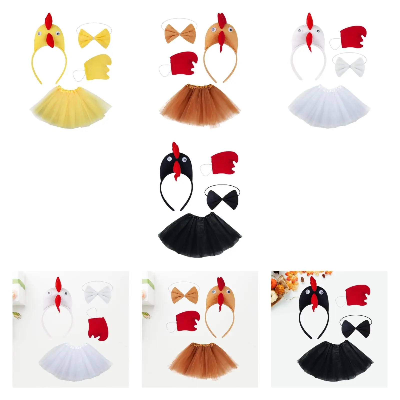

Chicken Costume Set Cute for Kids Girls Easter Fancy Dress Animal Costume for Cosplay Prop Party Holiday Thanksgiving Halloween