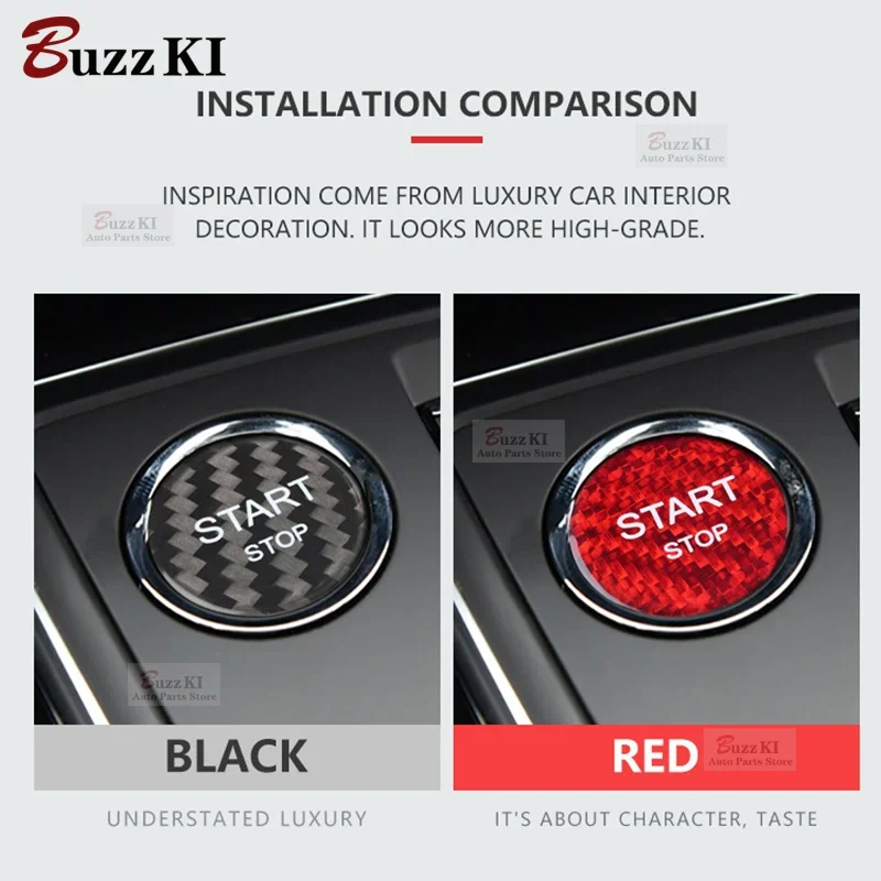 For Peugeot 408 308S 508 C4 4008 5008 Car Engine Start Stop Button Cover Real Carbon Fiber Sticker