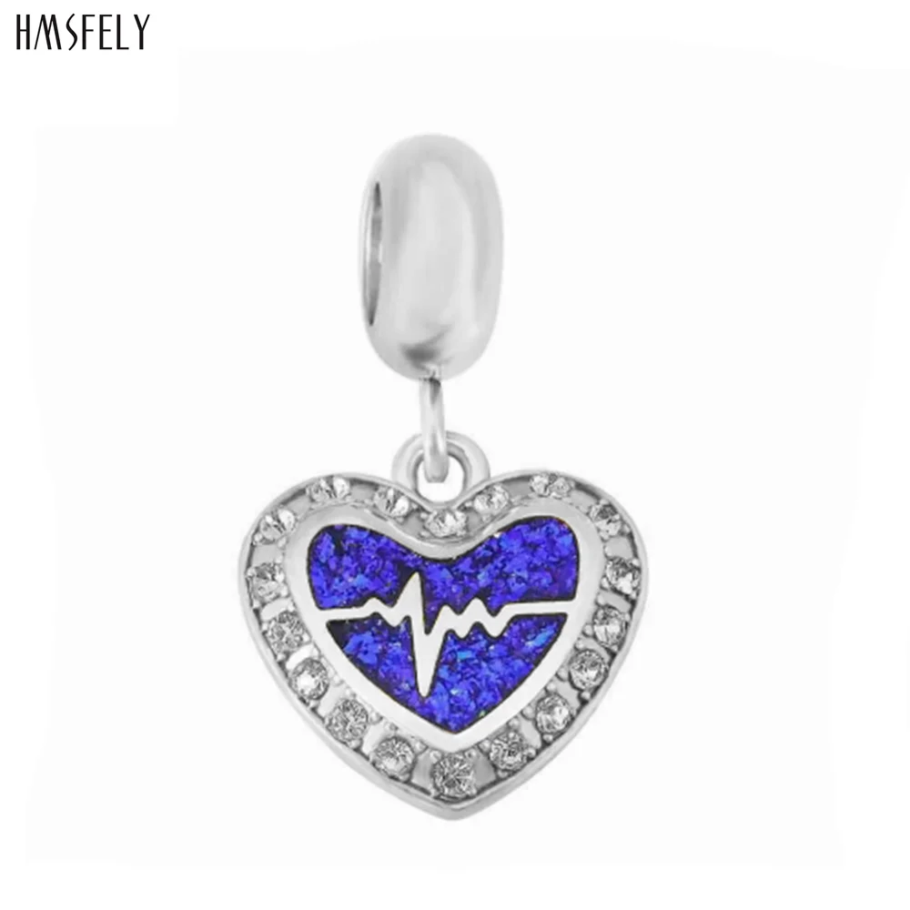 HMSFELY  heartbeat Heart Steel Pendant For DIY Bracelet Necklace Jewelry Making Accessories Women Bracelets Parts