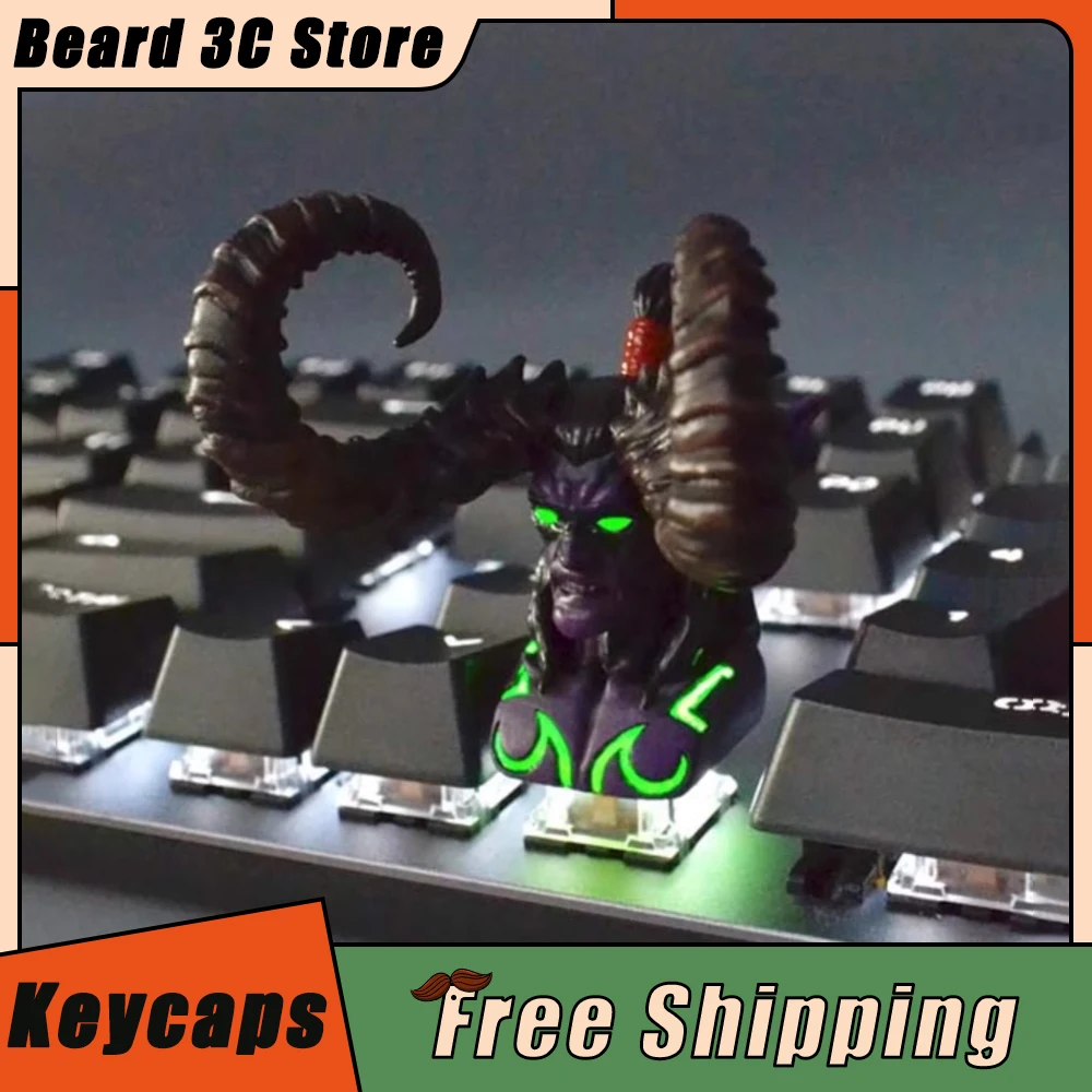 

World of Warcraft Keycaps Illidan Keycap Resin Hand-Made Custom For Keyboard Keycaps Light Transmission World of Warcraf Figure