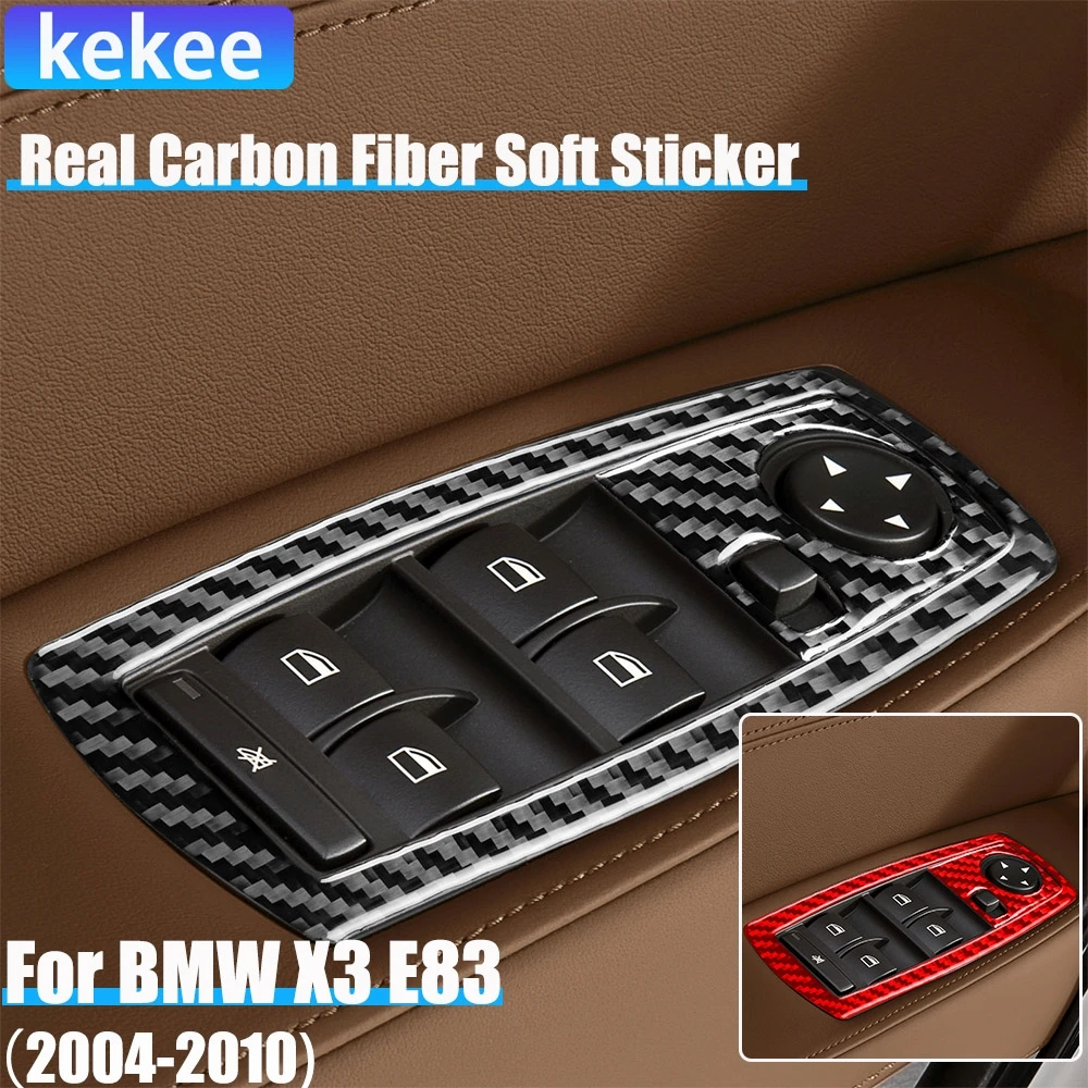 

Real Carbon Fiber Car Accessories Window Lifting Trim Cover Soft Sticker For BMW X3 E83 2004 2005 2006 2007 2008 2009 2010