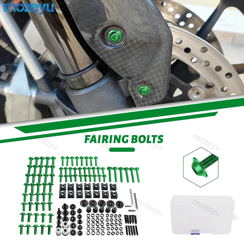 

For KAWASAKI VERSYS 650 NINJA 300 400 650 ZX6R VULCAN S 650 ZX10R KLX250 Complete Fairing Bolt Screw Kit Motorcycle Accessories
