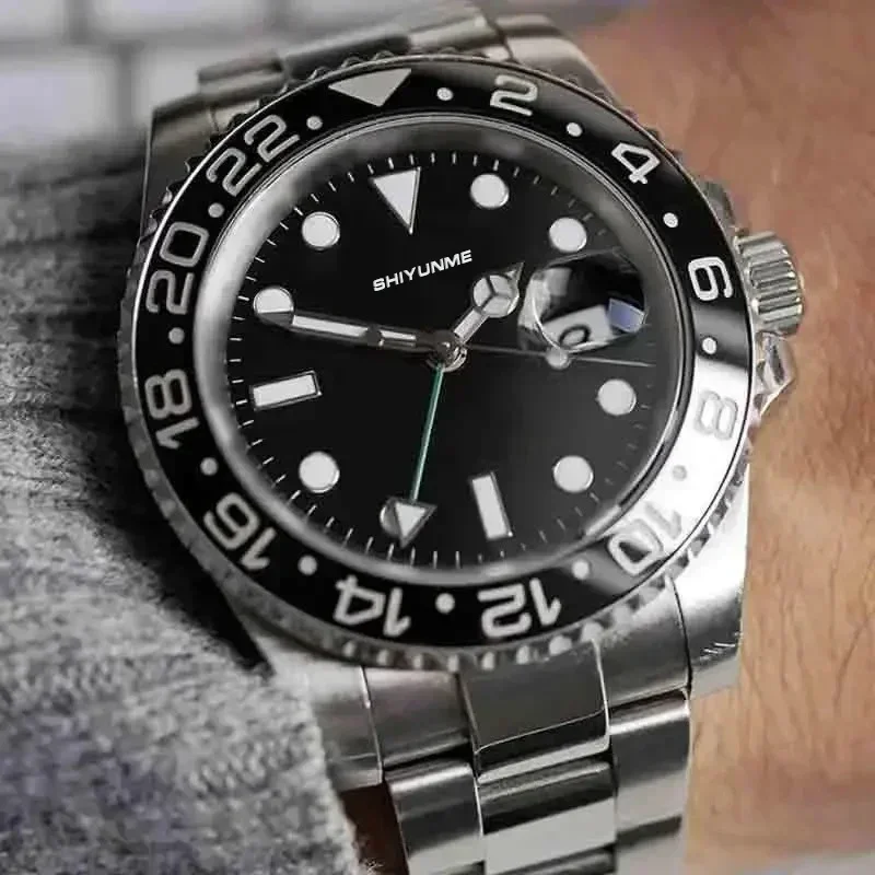 A333 Shop الغواصة الأخضر/الأسود السيراميك الصلب الحركة اليابانية ساعة ميكانيكية للرجال يخت 904L
