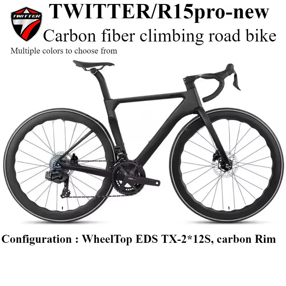TWITTER New R15pro Electronic Shifting Carbon Fiber Road Bike WheelTop EDS TX7100-24S Hydraulic Disc Brake 700*25C Carbon Wheel