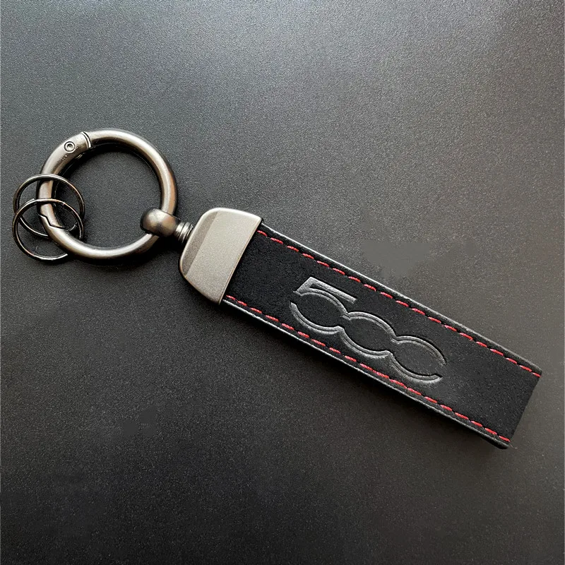 Luxury Women Men Key Chain Suede Leather Car Key Rings For Fiat Abarth 500 500l 500x Auto KeyChain Accessories