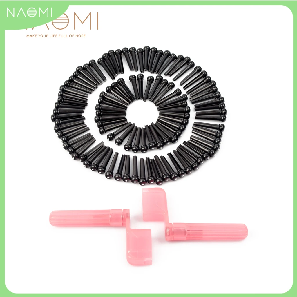 

NAOMI 100PCS Acoustic Guitar Pins+ 2PCS Guitar String Winder Peg Guitar Bridge Pins Pink + Black Guitar Parts Accessories New