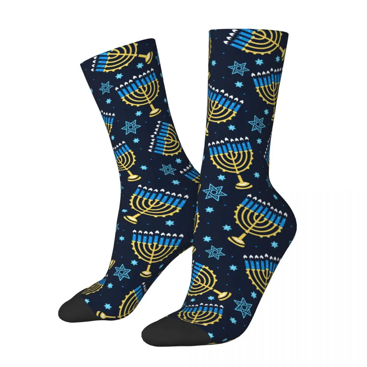 Happy Hanukkah Pattern Socks Men's Women's Casual Menorah Traditional Candles Socks Harajuku Spring Summer Autumn Winter Socks