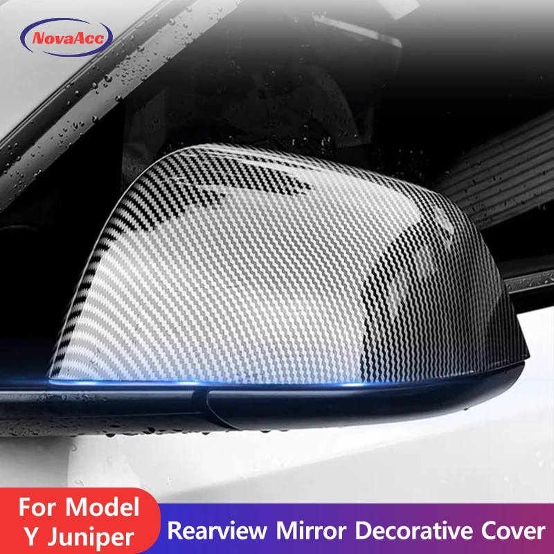 Car Rearview Mirror Decorative Cover for Tesla Model Y Juniper 2025 2026 ABS Scratch-Resistant Smooth Rounded Edges Protective