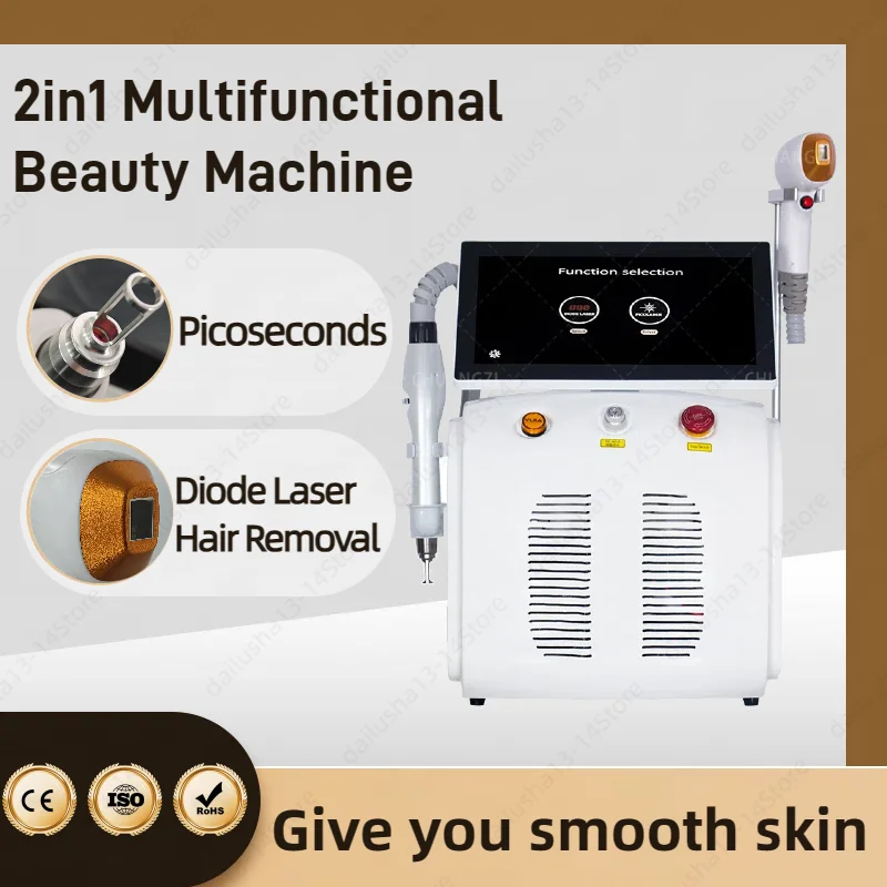 

Picoseconds and 808nm Diode Hair Removal Machine 2ln1Permanent painless Epilator Tattoo Removal Machine