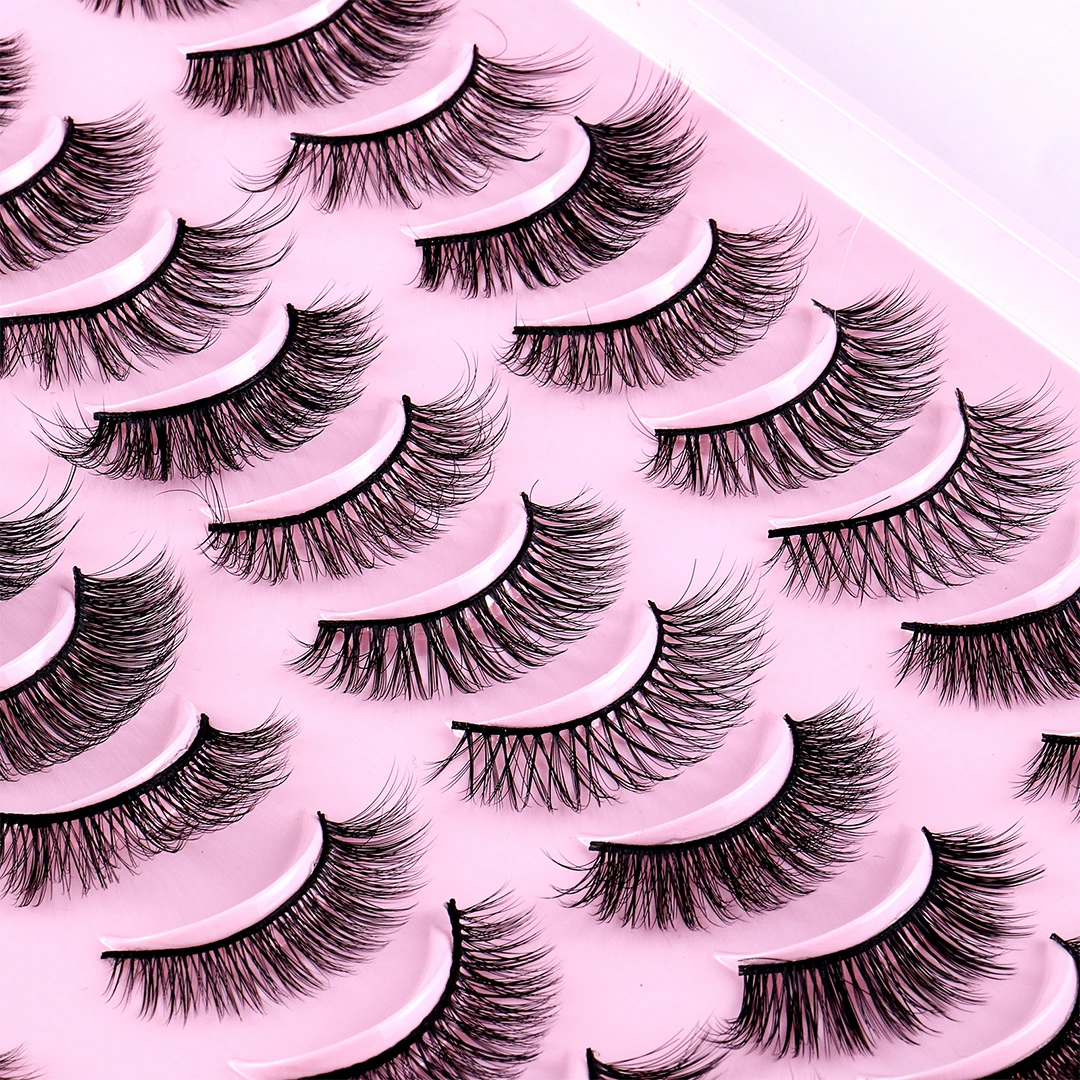 20 คู่ D Curl รัสเซีย Strip Lashes Fluffy Volume ขนตาปลอม Dramatic Messy Fake Lashes