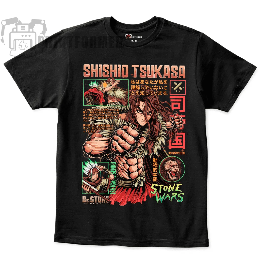 Shishio Tsukasa Dr. Stone Ishigami Anime Manga Shirt Short-Sleeve Unisex T-Shirt Soft Tee