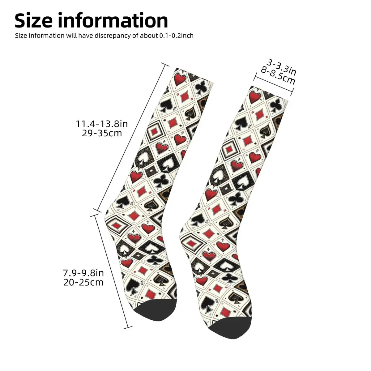 Casino Playing Card Symbols Diamond Heart Spade Clubs Socks Harajuku Stockings All Season Long Socks for Man's Woman's Gifts