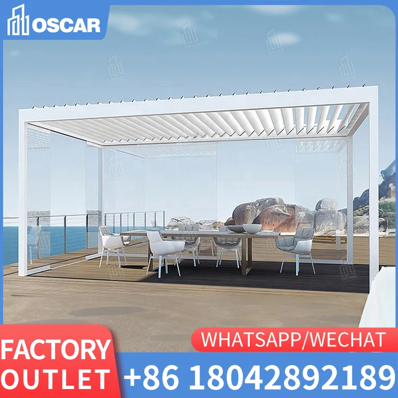 

Para waterproof covers electric louvered aluminium steel geante 5x5m retractable glass roof wood outdoor white pergola exterior