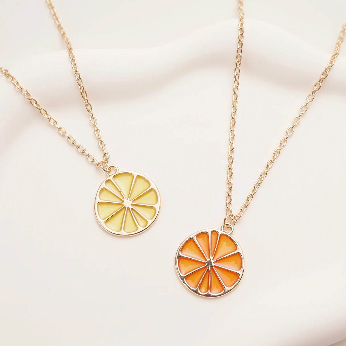 1 Pc Lemon Fruit Pendant Necklace For Women Cut Adjustable Pendant Necklace Fashion Jewelry Accessories Gift