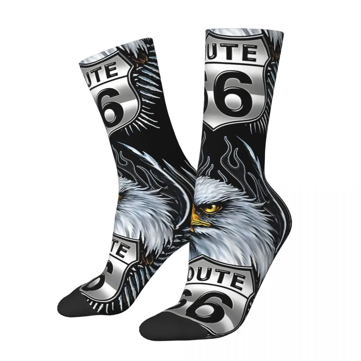 

Vintage Vintage Men's compression Socks Unisex Americas Highway Route 66 Street Style Pattern Printed Novelty Crew Sock