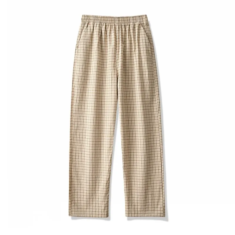 Spring Summer Men 100% Cotton Pajama Pants Plaid Pyjama Trousers Male Sleepwear Bottoms Lounge Wear Home Pants Pijama Homme