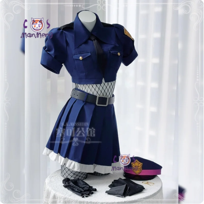 

Panty·Anarchy Stocking·Anarchy Cosplay Costume Panty & Stocking Female police uniform top skirt belt hat socks Halloween set