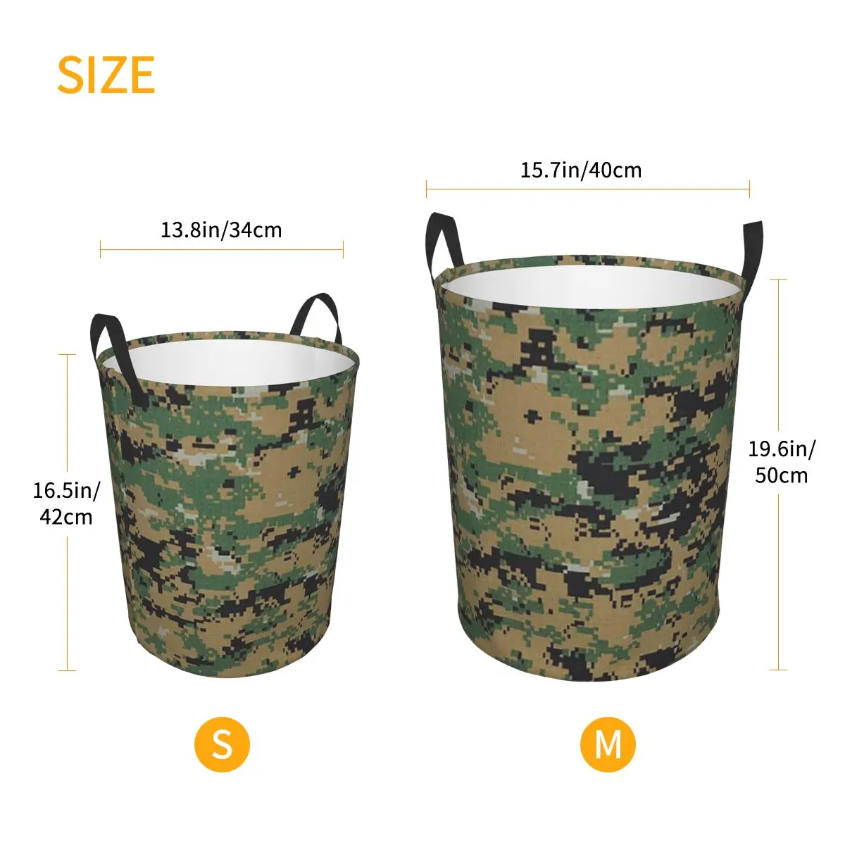 Camo Camouflage Military Woodland Army Foldable Laundry Baskets Dirty Clothes Toys Storage Basket Home Organizer Hamper view 3