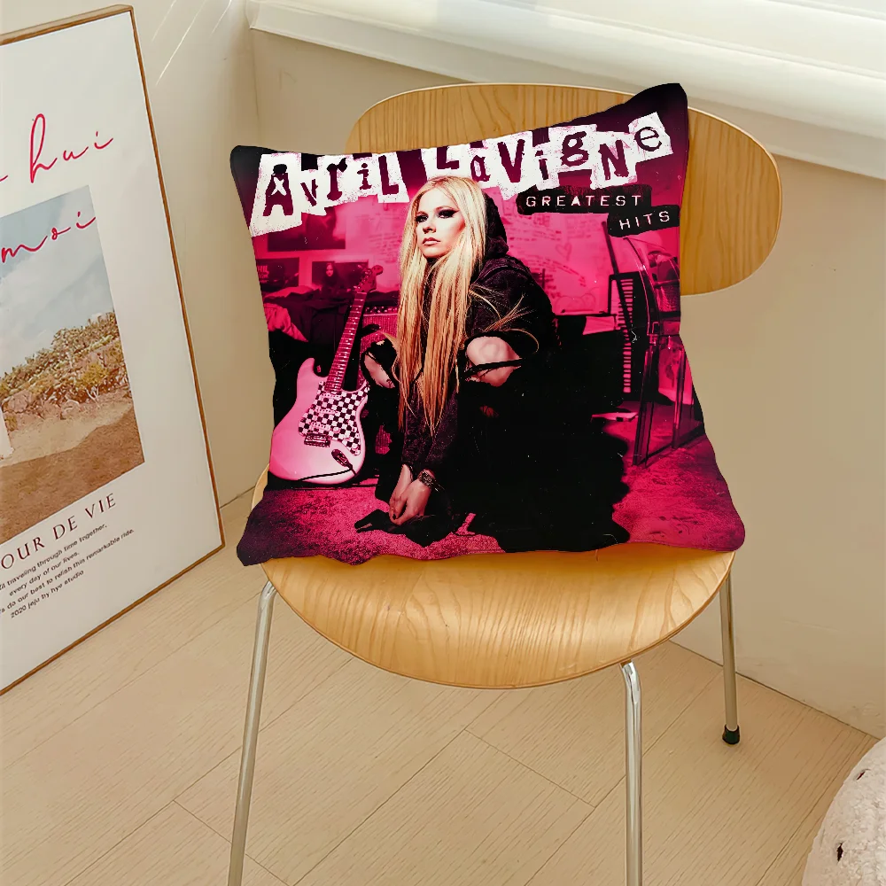 Singer Avril Ramona Lavigne Greatest Hits Pillow Case Sofa Decorative Home Double-sided Printing Short Plush Cushion Cover