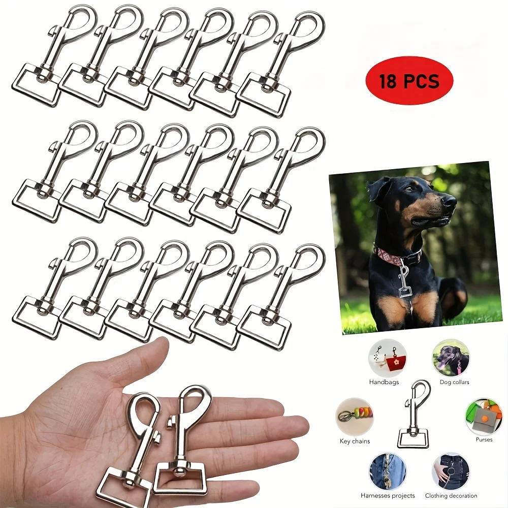 18 Stück Elegante Rotierende Federhaken, Hundeleinen-Clips mit Federschalter und Auslöseklammer - Drehbare Karabinerhaken für Haustierleine – Detail 1