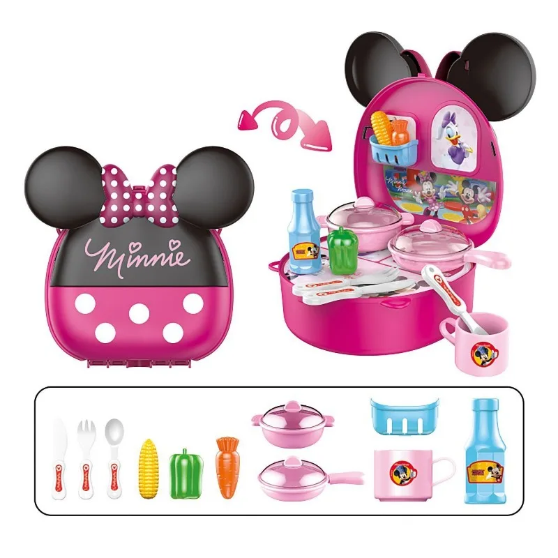 Disney Cartoon Minnie Girl Simulation Kitchenware Play House Toys Children\'s Educational Toys Mini Kitchen Set Birthday Gift