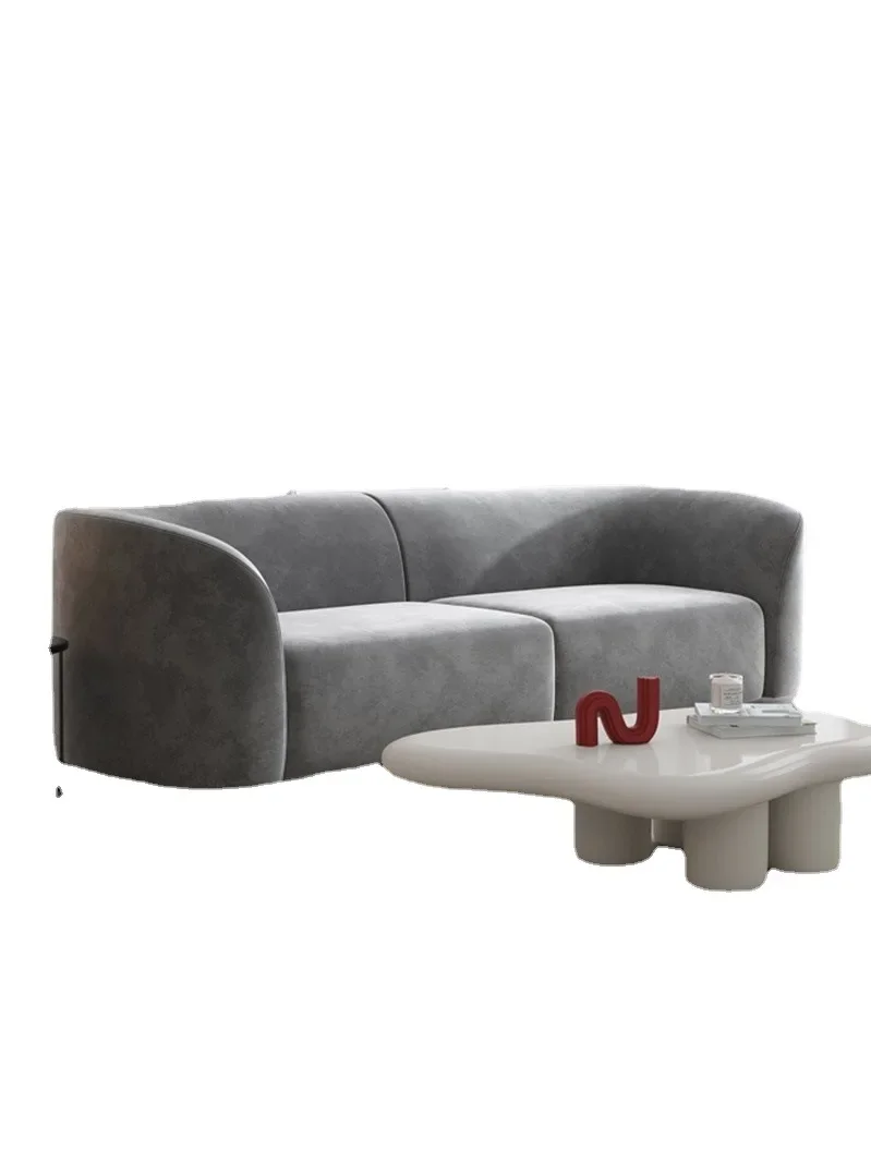 

Modern fabric sofa, straight-row cashew technology cloth sofa, simple small apartment in the living room