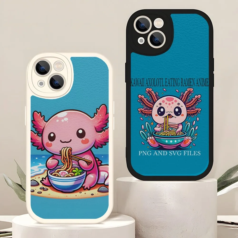 Axolotl and Ramen Phone Case For Apple Iphone 14 flirtatious Pro Max11 13 12 Mini X Xr Xs 8 Puls Se Lambskin Silicone Cover