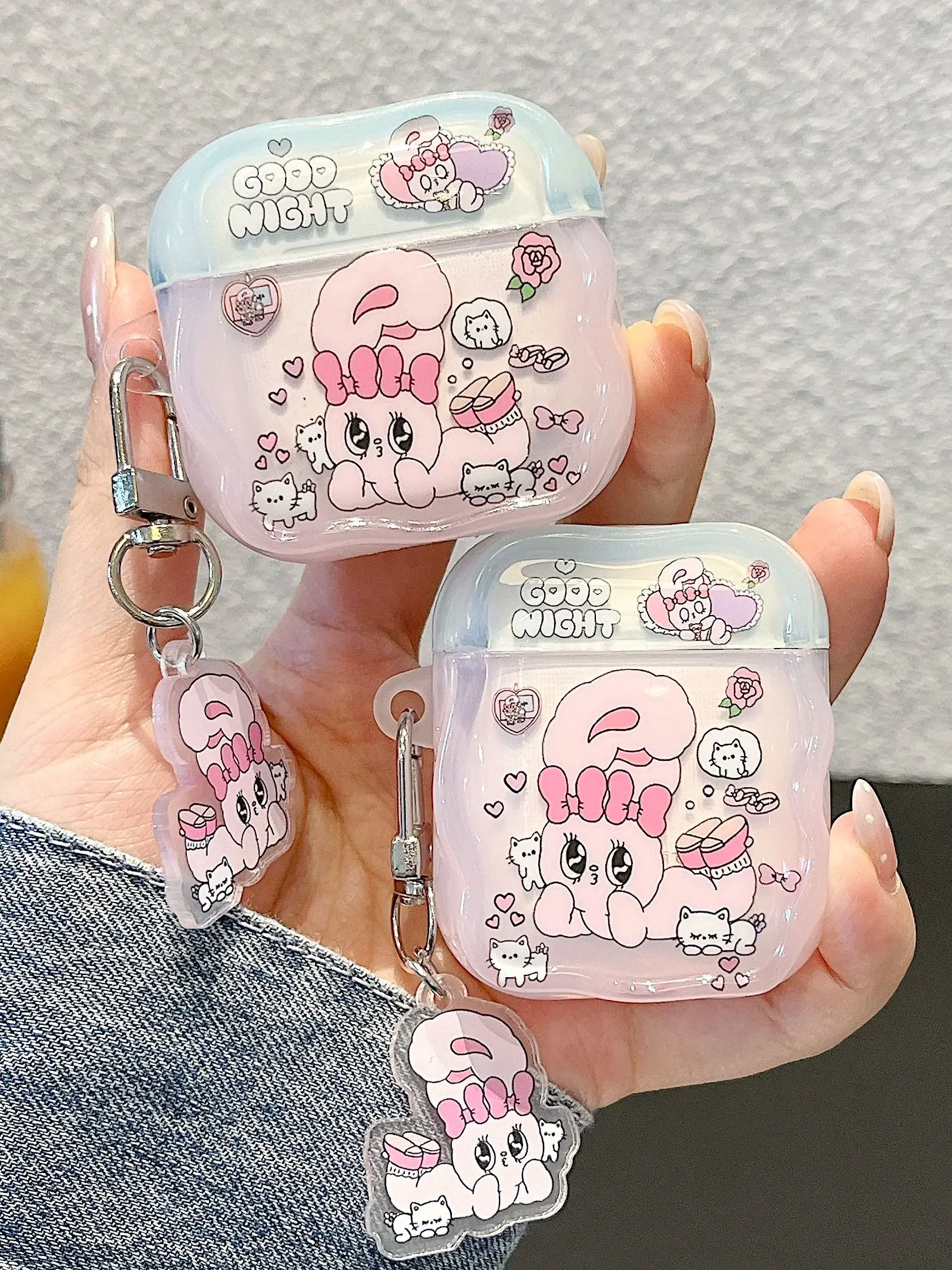 Earphone Cases For AirPods Pro3/Pro2 Soft Cover, Cute Esther Bunnyar Cartoon Anti-Drop Case For AirPods1/2/3/4 generation