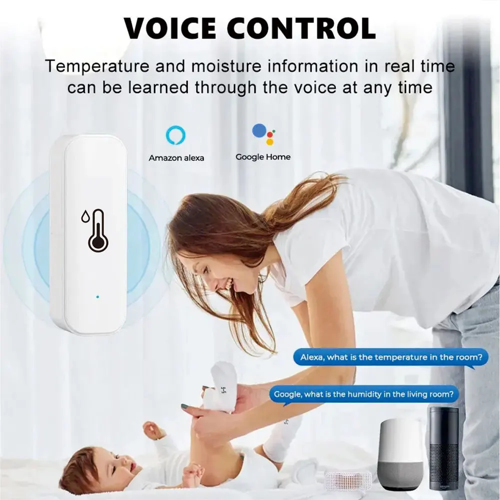 Tuya WIFI Smart Temperature and Humidity Sensor Home Indoor Detection Notification Smartphone APP Used with Alexa Google Home