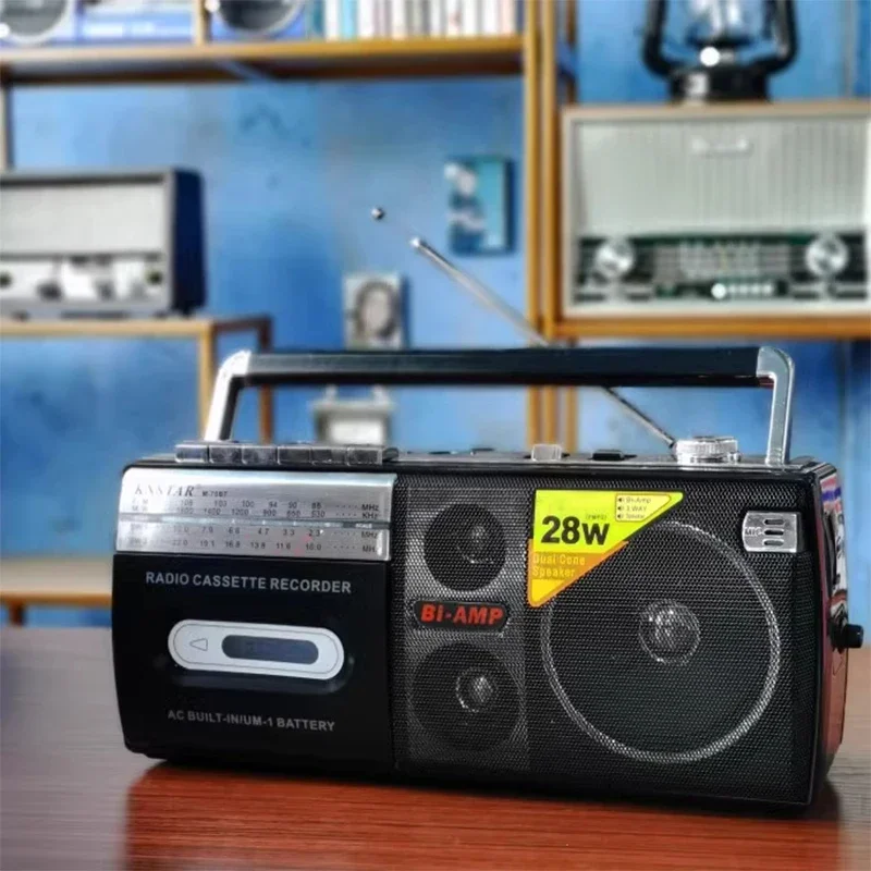 Portátil Vintage Retro USB AM/FM/SW Multibanda Radio RX-M70USB Estéreo Inalámbrico Bluetooth Boombox MP3 Audio Cassette Tape Player