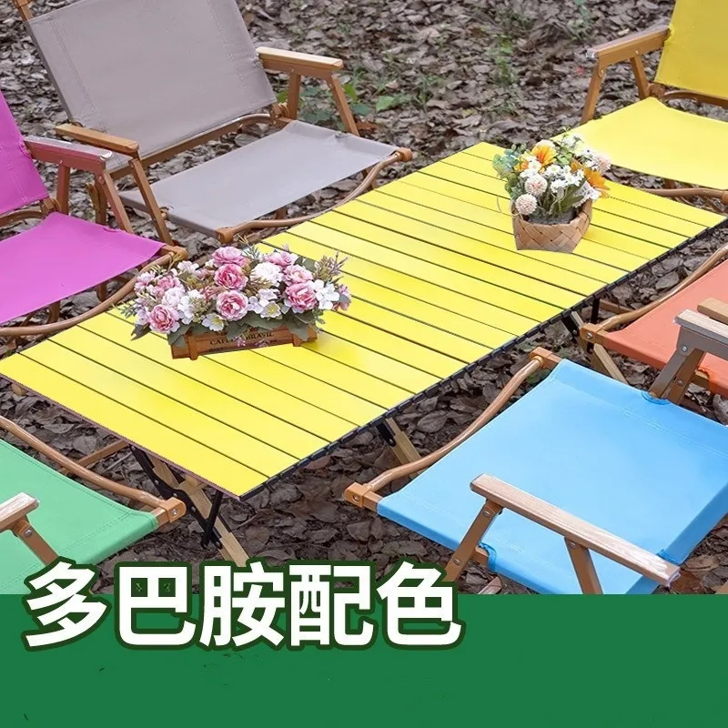 Outdoor camping folding table and chair set portable chair picnic barbecue stall