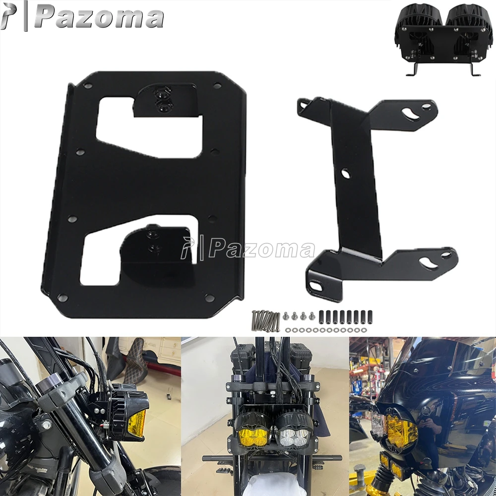 

Motorcycle Twin Dual Headlights Light Lighting Bracket For Harlet Softail M8 Fat Bob FXFB 114 FXFBS Head Lamp Mount Holder Combo