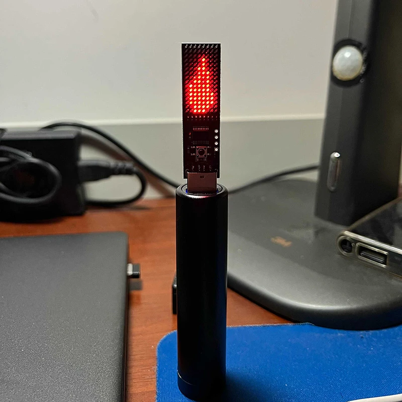 1Pcs Electronic Flame Candle 8x16 LED Matrix Display Light USB Powered Animated Visual Effects Mood Lighting
