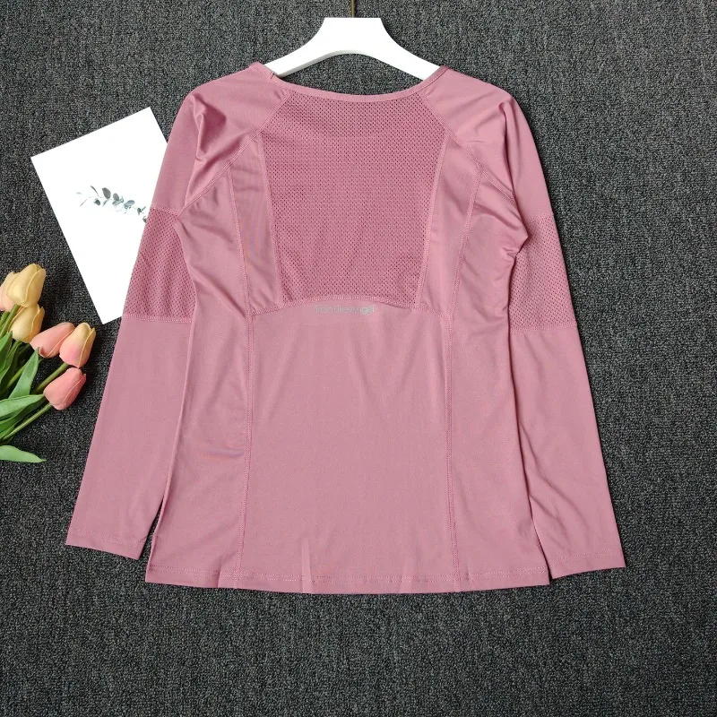 TOP Yoga Clothing Fitness Tops Quick-drying T-shirt Sports Long-sleeved Tight-fitting Slim Mesh  Running Thin Section Suit