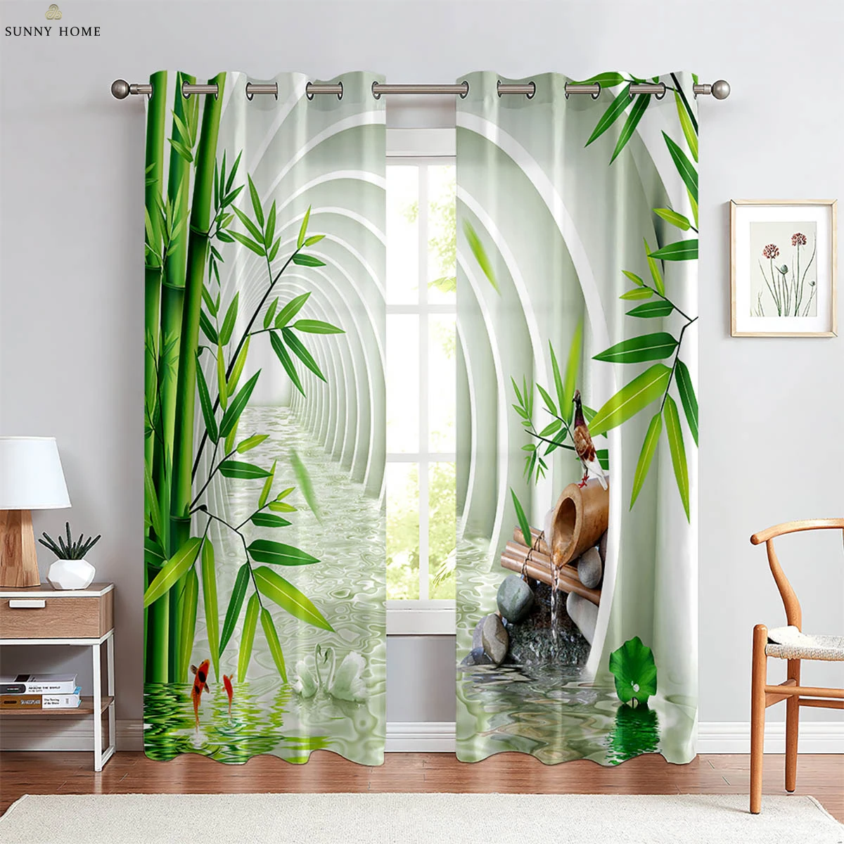 Classical Oil Painting 3D Printing Curtain Study Studio Living Room Bedroom Decorative Curtain Polyester Fiber 2 Pieces
