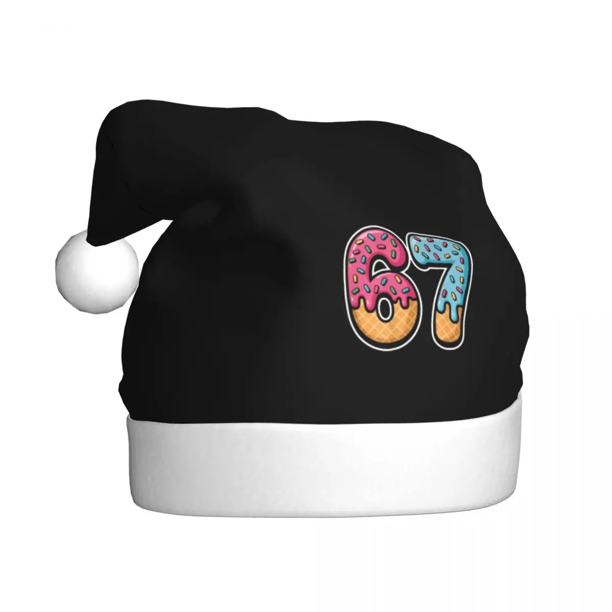 67 Ice Cream Drip Christmas Hat for Adult Men Women Santa Hat Cap Holiday Party Supplies
