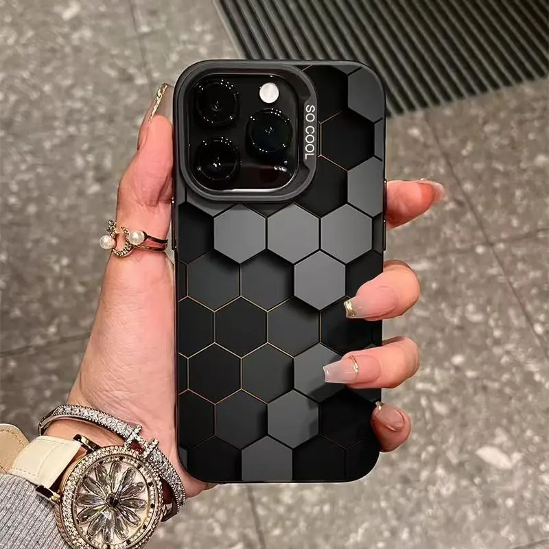 

Чехол для телефона с технологией трехмерного сотового узора для IPhone 16 Pro Max 15 14 Plus 13 12 11 XS X XR 7 8 SE 2022 16 Cover