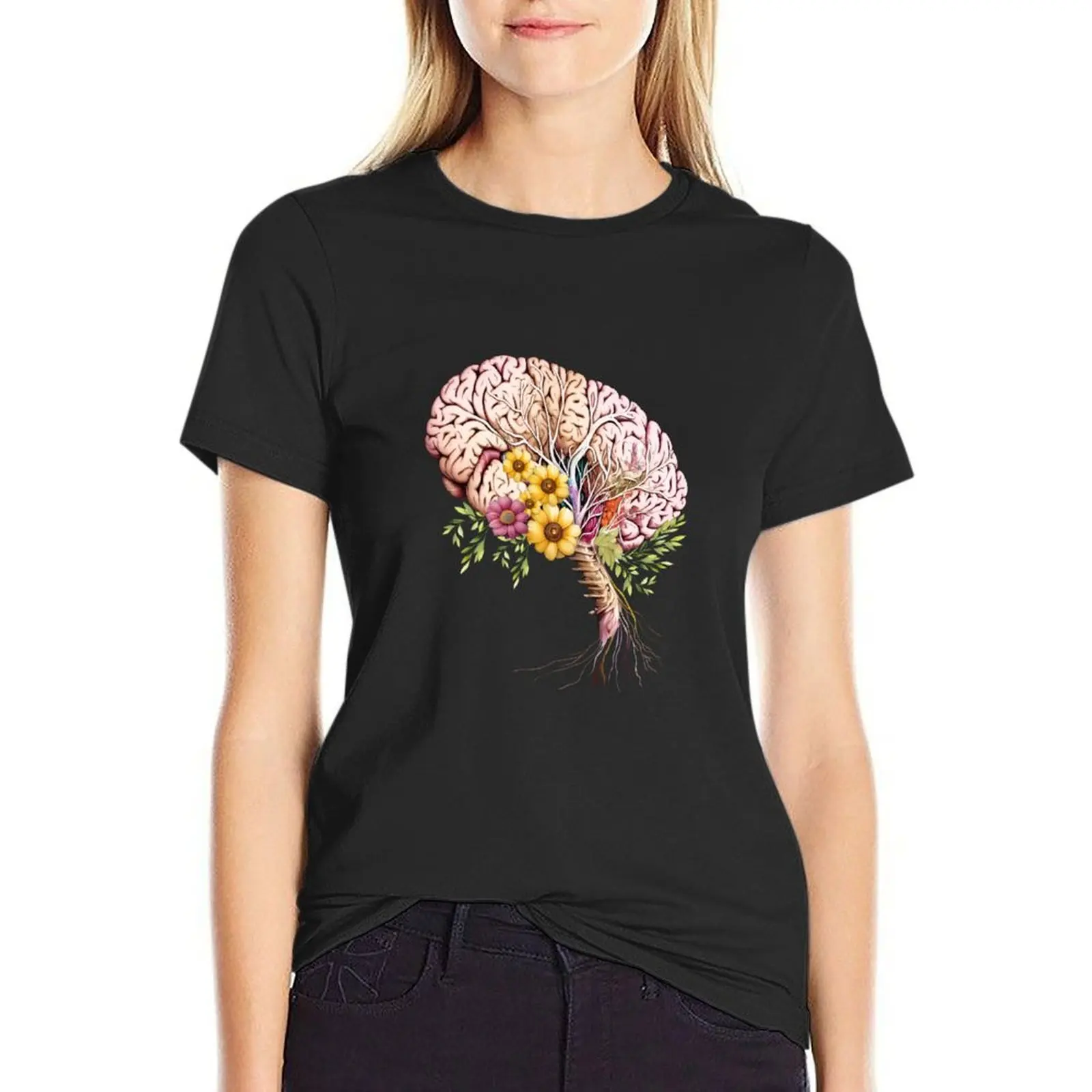 

Botanical Side Brain, leaves, positivity, creativity, right hemisphere brain, health, Mental, mind T-Shirt