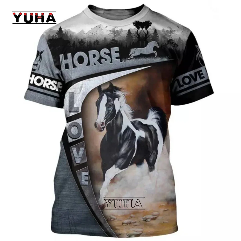 Summer 3D Printing Love Horse Shirt  Fashion Men\'s Tee Shirt Large Loose O-Neck T-Shirt Casual Short Sleeve T shirt  Clothes