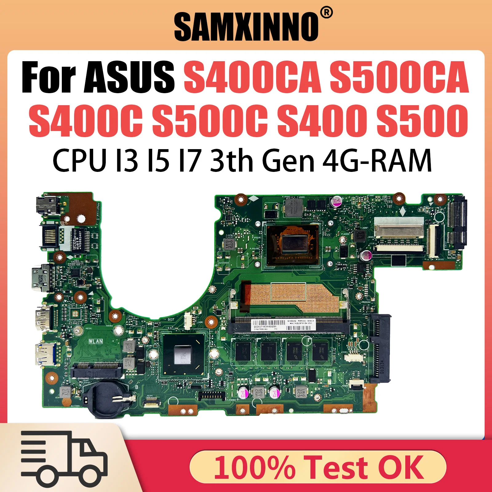 

S400CA Mainboard For ASUS S500CA S400C S500C S400 S500 Laptop Motherboard With CPU I3 I5 I7 3th Gen 4GB RAM Fully Tested