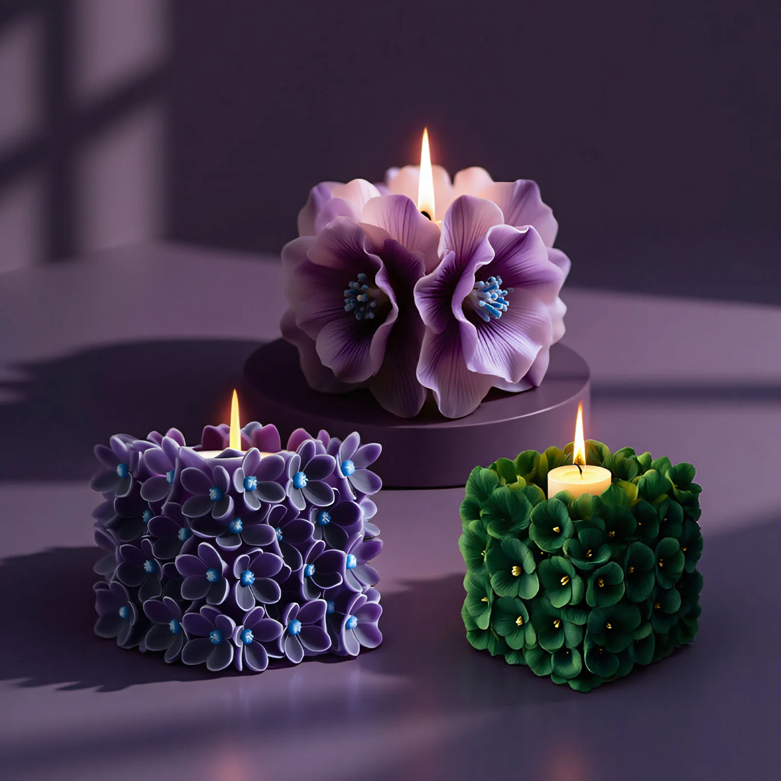 

Square Hydrangea Scented Candle Silicone Mold 3d Peony Flower Plaster Resin Molds Creative Diffuser Decoration Candle Making Kit