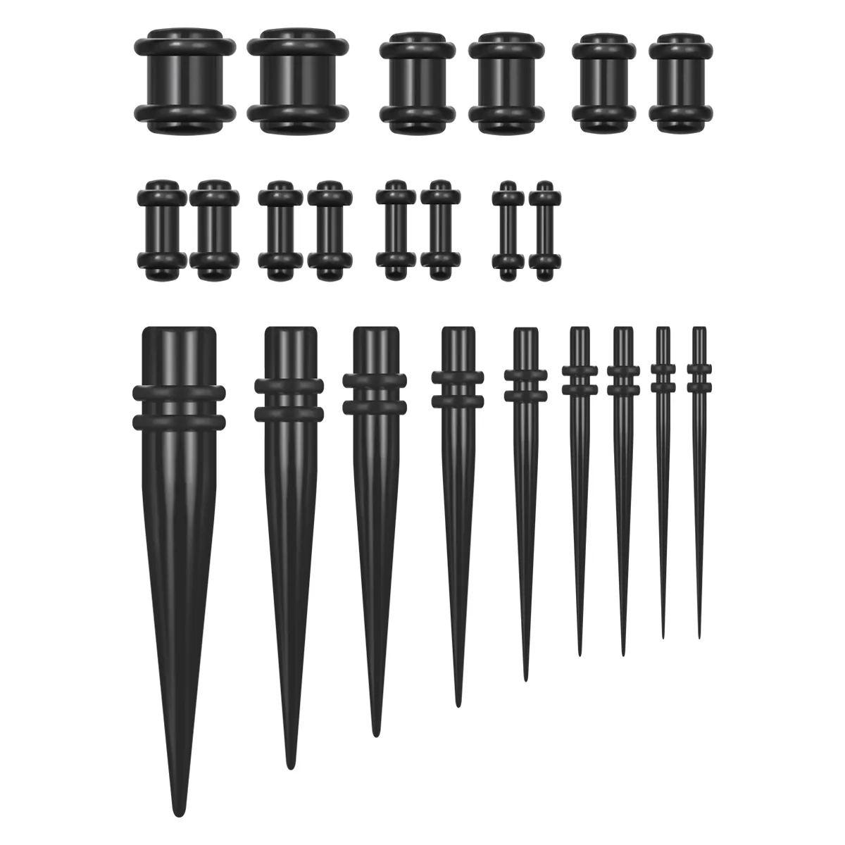 Stud Earrings Body Piercing Jewelry Plugs Expansions Gauges Expanders Acrylic Puncture Kit Black