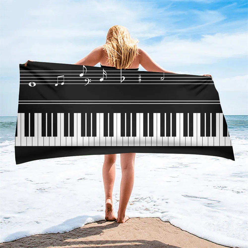 Music Notes Piano Printing Beach Towel Women Men Kids Face Bathing Home Towels Quick Dry Super Soft Beach Swimming Travel Yoga