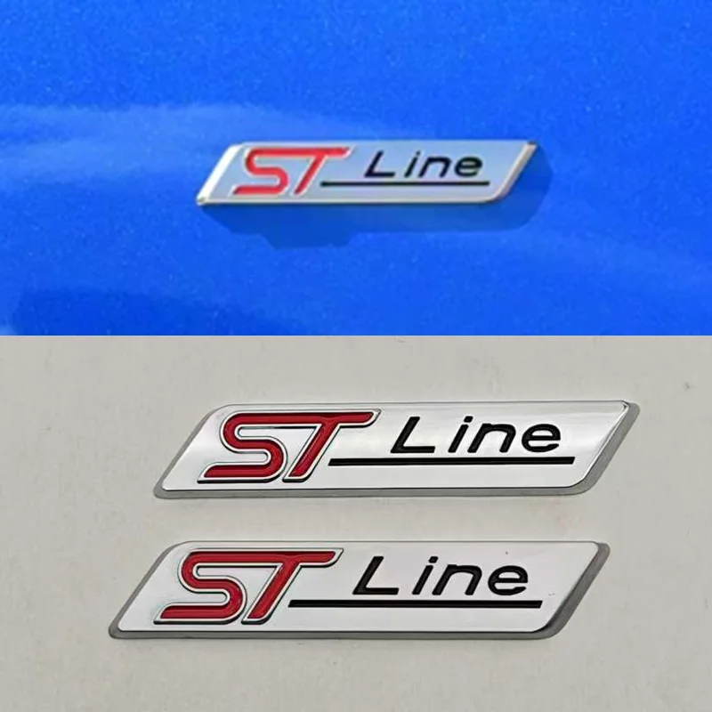 3D Metal Black Chrome Silver ST Line Logo Car Rear Trunk Badge Emblem Side Fender Sticker For Focus Fiesta Mondeo Accessories