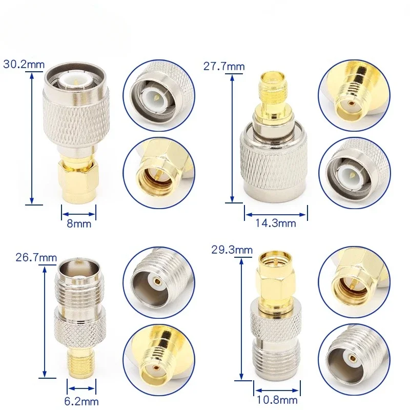 4pcs/lot 2pcs/lot  SMA to TNC Adapter Kit TNC Male Female to SMA Male Female Coaxial Connector Kits SMA to TNC Coax Adapter