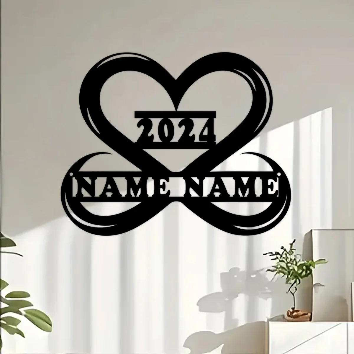 Custom Infinity Heart Metal Wall Art, Personalized Couple Name Sign Home Decor, Gift For Boyfriend, Girlfriend, Housewarming