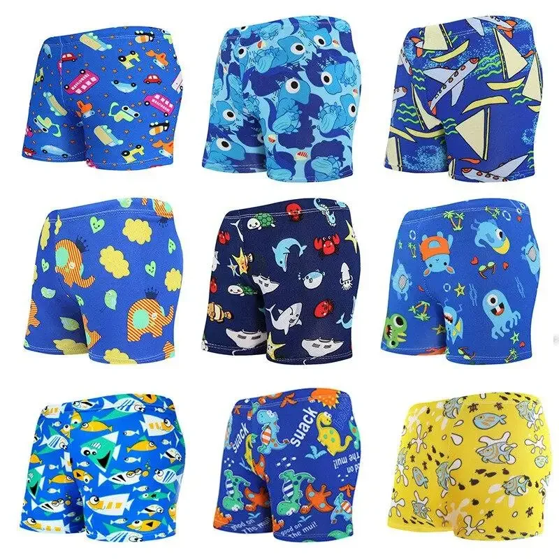 1pc Random Color Children's Summer Cartoon Print Swimming Trunks Boys Beach Pants Casual Toddler Board Shorts