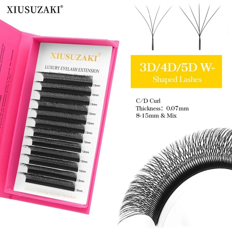 

XIUSUZAKI W Shape 3/4/5/6D Eyelashes Extension Premade Volume Fans YY-shape Lashes Faux Mink Soft Easy Faning Natural Lashes
