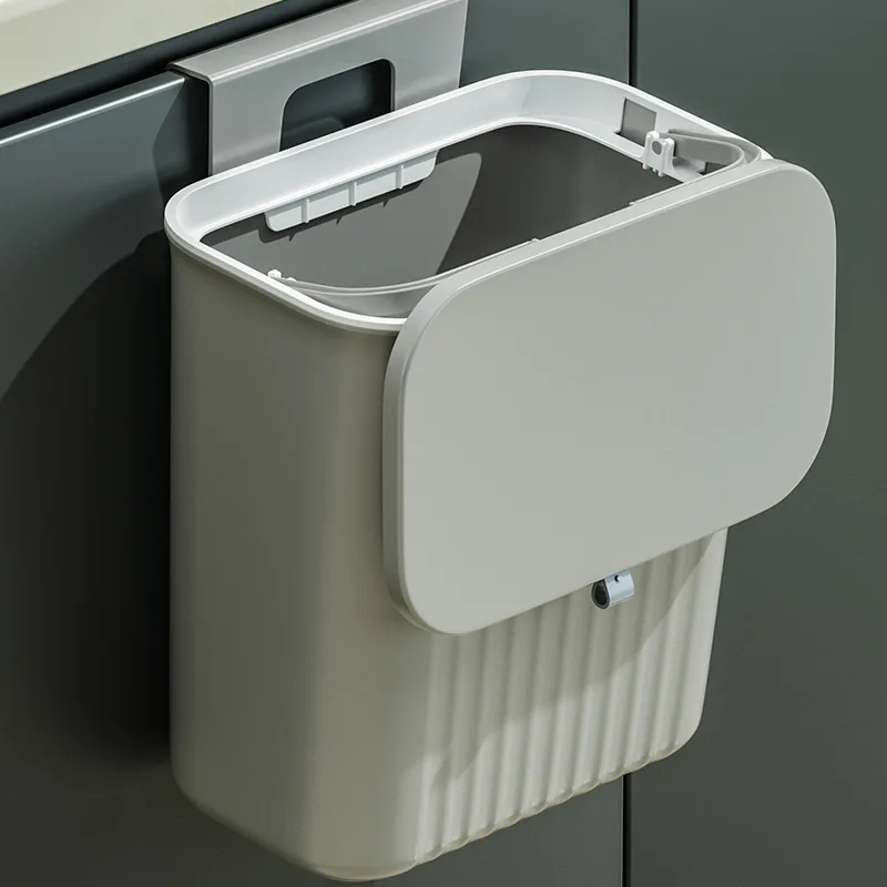 Small Space Saving Trash Can Hanging Mountable Quiet Close Lid Sealed Bin 3L 5L 7L 12L for Kitchen Bathroom Car Living Room
